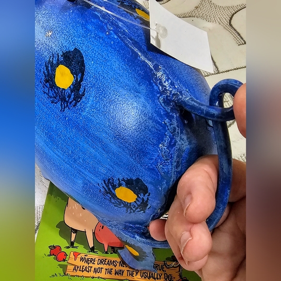 NWT METAL BLUE PIG WATERING CAN - Picture 4 of 5